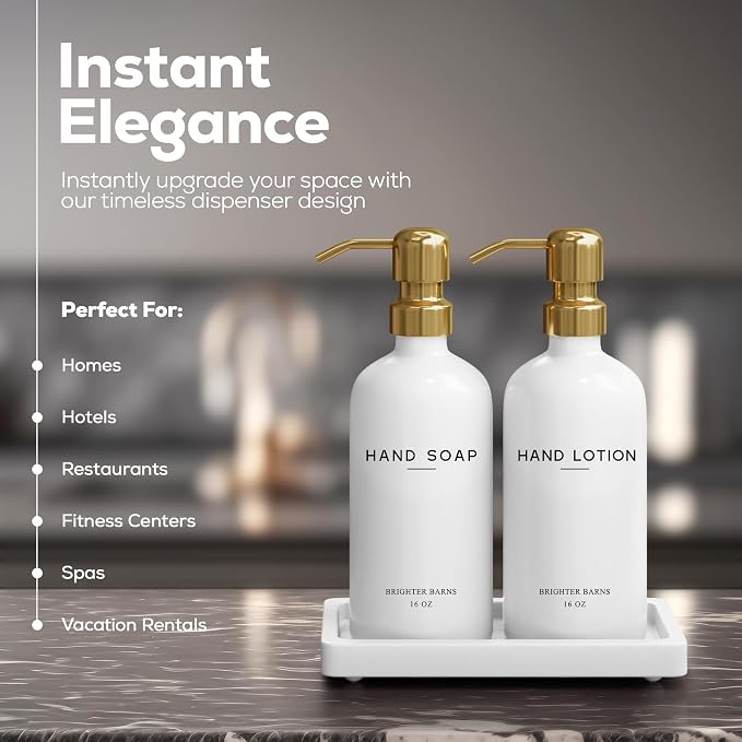 Luxury Glass Soap and Lotion Dispenser Set - Image 2