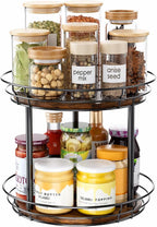 LAMU 12'' Lazy Susan Turntable Organizer, 2 Tier Round Rotating Spice Rack - Image 9