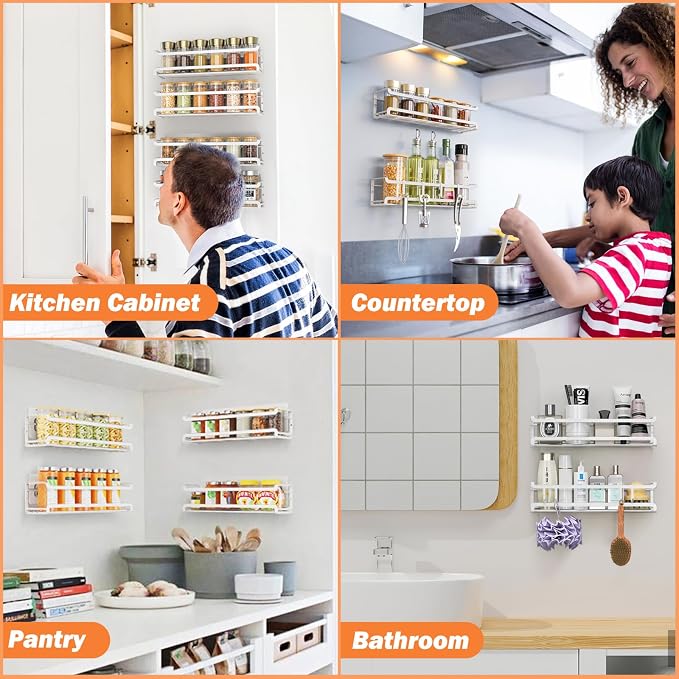 Bunoxea Spice Rack wall mounted 2 Pack, Space-Saving Spice Organizer - Image 7