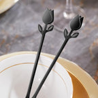 Black Tulip/Rose Handle 12-Pcs Mini Coffee Spoons Set - Image 3