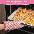AUAUY Pink Oven Mitts, Kitchen Mittens, 392F Heat Resistant Non-Slip Gloves - Image 4