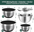 Nicdiet Mixing Bowls with Airtight Lids, Stainless Steel Mixing Bowl Set with 3 - Image 7