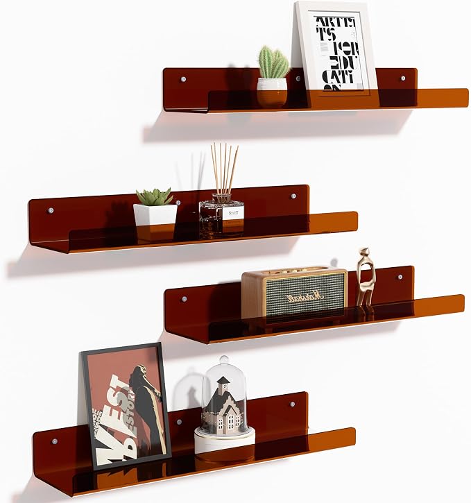 upsimples Acrylic Shelves for Wall Decor, Living Room, Floating Bookshelves for by upsimples