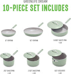 GreenLife 10-Piece Nonstick Ceramic Cookware Set, Lightweight Healthy PFAS-Free - Image 3
