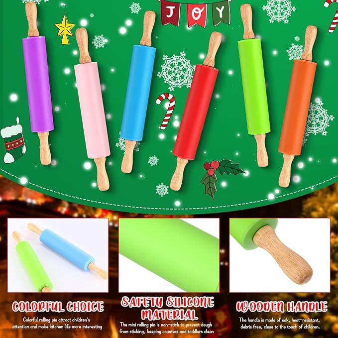 Dandat 6 Pcs Small Rolling Pin Kids 12 Inch Mini Silicone Rolling Pin - Image 3