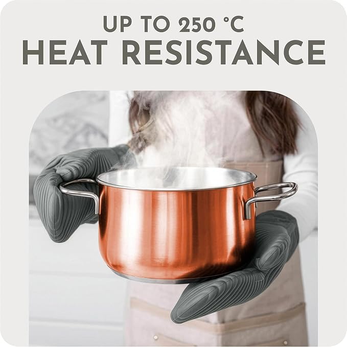 Extra Long Silicone Oven Mitts | Heat Resistant 500°F BPA-Free Food Grade - Image 4