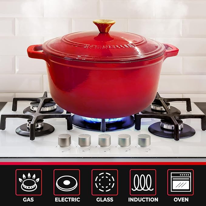 MUELLER HOME 4.5 QT Enameled Cast Iron Dutch Oven, Heavy-Duty Casserole Dish - Image 5