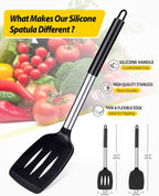Pack of 2 Silicone Solid Turner, Non Stick Slotted Kitchen Spatulas, High Heat - Image 2