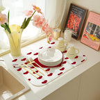 Valentines Dish Drying Mat 18x24 Inch Red Hearts Dish Drainer Protector Pad - Image 6