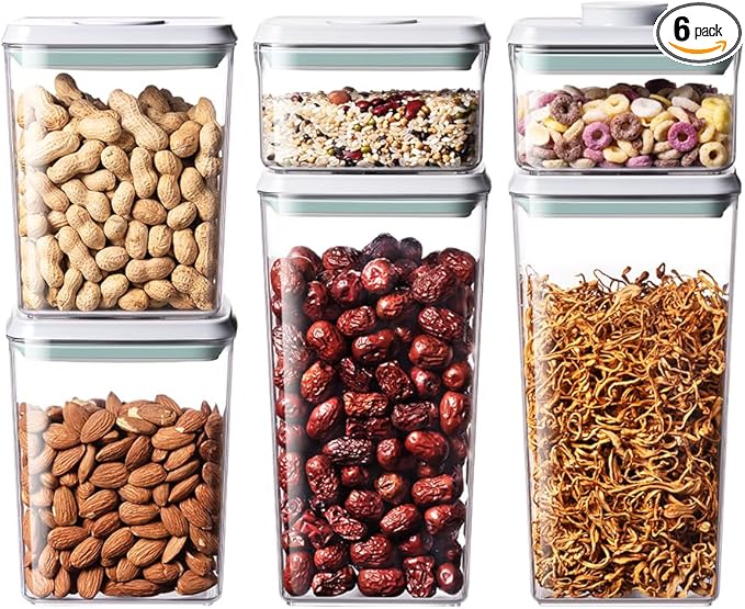 Pop Food Storage Containers Set, One Button Opening BPA-Free Food Containers by EQI