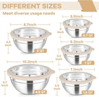 TeamFar Mixing Bowls, 4.5/3/1.5/1/0.7 QT Stainless Steel Nesting Salad Bowls - Image 2