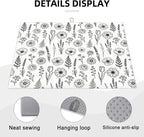 Black and White Floral Aesthetics Dish Drying Mat, - Image 7
