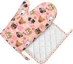 Cute Dog Oven Mitts and Pot Holders Set, Puppy Kitchen Accessories Heat - Image 3