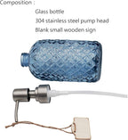 16 oz Diamond Pattern Glass Soap Dispenser, Kitchen and Bathroom Refillable - Image 4