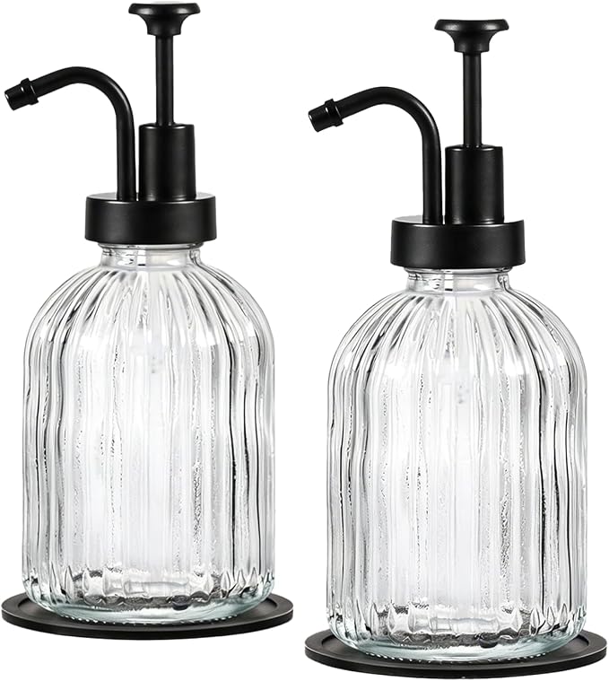 SheeChung Clear Glass Soap Dispenser, 12 Oz Liquid Hand Soap Dispenser by SheeChung