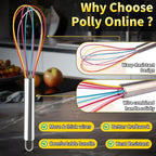 Silicone Whisk Set, Stainless Steel Handle Whisk 8" 10" 12" Rubber Whisks - Image 6