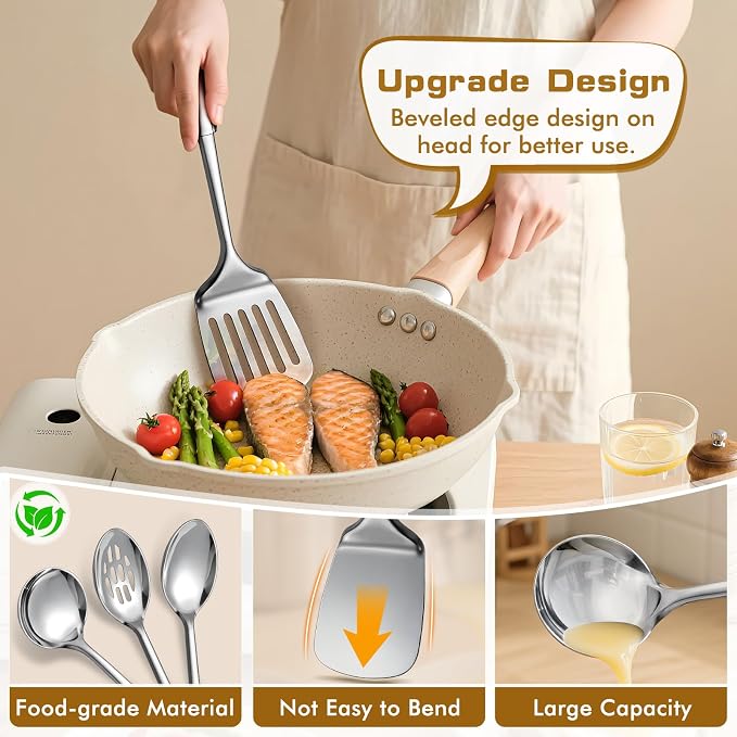 6 Pcs Cooking Utensils Set, Stainless Steel Kitchen Utensils, Heat Resistant - Image 5