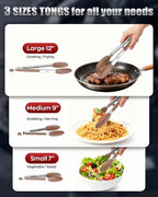 600ºF Heat Resistant Kitchen Tongs, Premium Locking Cooking Tongs - Image 8