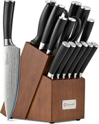 Sunnecko Knife Set with Block and Sharpener by Sunnecko