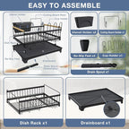 Dish Rack with Drainboard Large Capacity Anti-Rust Kitchen Counter Organizer - Image 4