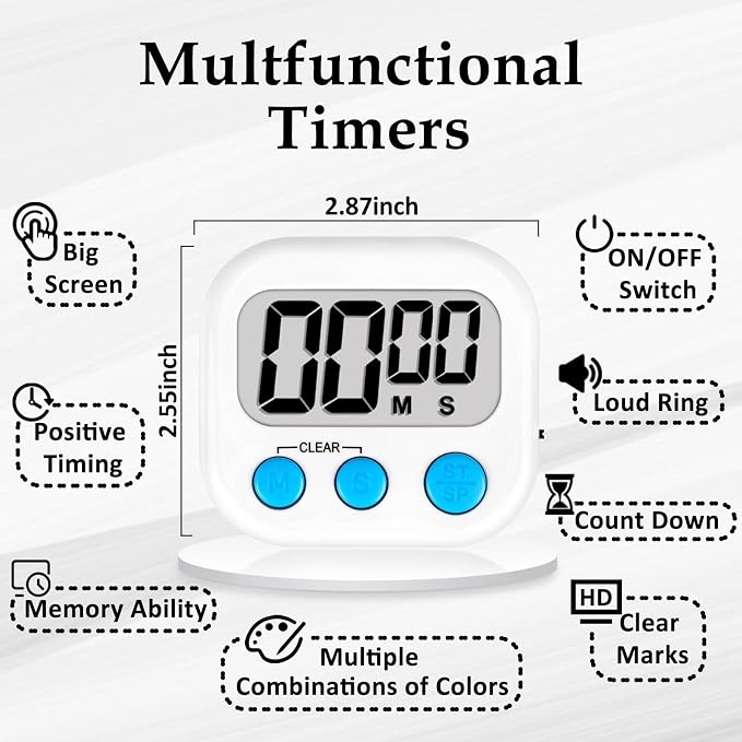 ZILLEEN 6 Pack Kitchen Timers for Cooking Digital Classroom Timers for Teachers - Image 7