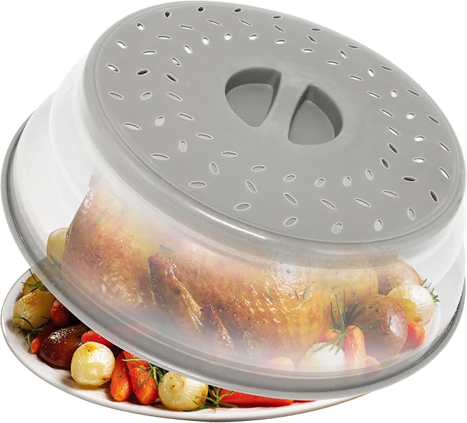 Collapsible Microwave Food Cover, Splatter Guard, Vented Microwave Lid by RUNZI