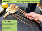 JETKONG 2 Pcs 14-Inch Kitchen Tweezers Extra Long Cooking Tweezer Tongs - Image 3