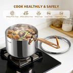 Ciwete 3 Quart Sauce Pan with Lid, Upgraded Tri-Ply Stainless Steel Saucepan - Image 7