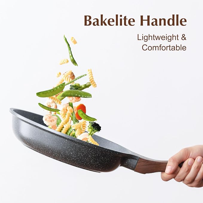 SENSARTE 12.5 Inch Nonstick Frying Pan Skillet, Swiss Granite Coating Omelette - Image 3