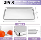 E-far Large Baking Sheet with Wire Rack, 20 x 14 Inch Stainless Steel Cookie - Image 2