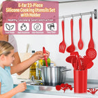 Silicone Kitchen Utensils Set, E-far 23 Pcs Red Cooking Utensils Tools - Image 6