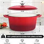 TeamFar Enameled Cast Iron Dutch Oven, 7qt Dutch Oven Pot Nonstick Cookware - Image 2
