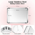 E-far Cookie Sheet for Baking, 18”x13” Stainless Steel Baking Sheet Pan for Oven - Image 2