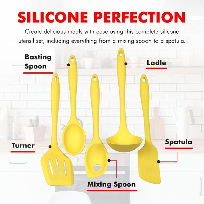 Chef Craft Premium Silicone Kitchen Tool and Utensil Set, 5 Piece - Image 4