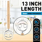 Zulay Kitchen Double-Eye 13" Danish Dough Whisk - Image 2