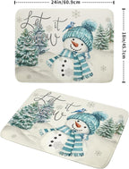 Giwawa Blue Snowman Dish Drying Mat Xmas Trees Bird Winter Snowy Scene Dish - Image 2