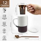 Mora Ceramics Tea Cup with Loose Leaf Infuser, Spoon and Lid, 12 oz, Microwave - Image 2