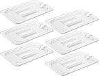CURTA 6 Pack NSF Notched Food Pan Cover, 1/4 Size Clear Polycarbonate Lid by CURTA
