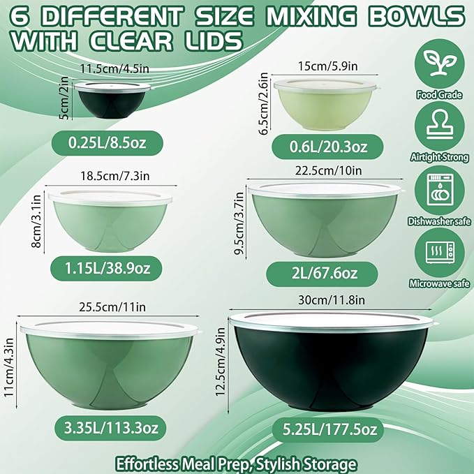 LemonRoad 6 Pcs Plastic Mixing Bowl Set - Image 2
