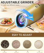 CIRCLE JOY 2-Speed Gravity Electric Pepper Grinder, Rechargeable Salt Grinder - Image 6