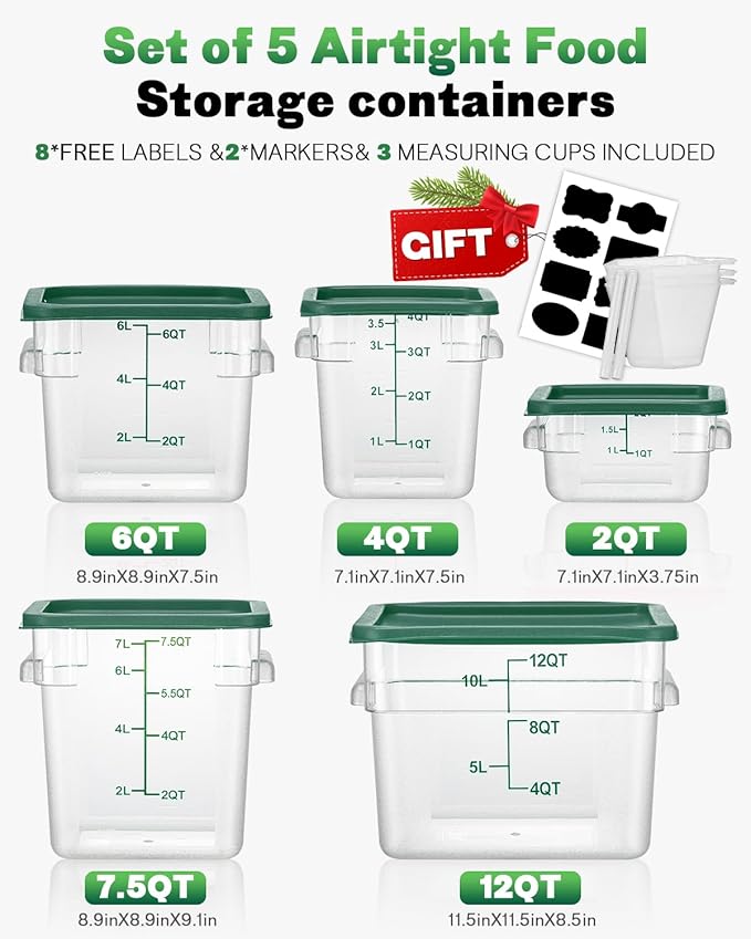2QT4QT NSF Food Storage Containers: 6PCS Commercial Clear Food Storage - Image 9