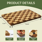 THETCHRY Bamboo Cutting Boards for Kitchen, Checkered Wooden Cutting Board - Image 4