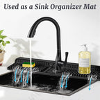 PoYang 24 inch Faucet Mat for Kitchen Sink Splash Guard, 7° Slope Silicone Sink - Image 6