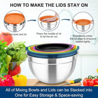 TeamFar Mixing Bowls with Lids, - Image 8