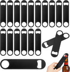 20 Pack Flat Bottle Opener, 7 Inch Stainless Steel Black Speed Opener Bulk by Unknown