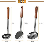 FJNATINH Stainless Steel Wok Spatula, Skimmer Ladle Tool Set, Mirror Polished - Image 3
