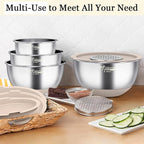 Wildone Mixing Bowls with Airtight Lids, with 3 Grater Attachments, Scale Marks - Image 5