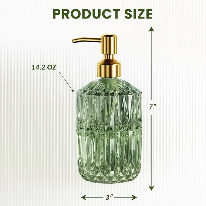 AmazerBath Soap Dispenser, 2 Pack Green Glass Soap Dispenser - Image 4