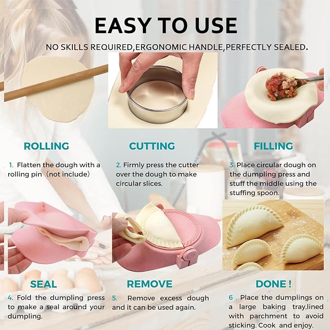 Empanada Maker Press, 6-Inch Extra Large Dumpling Maker Set - Image 6