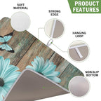 Teal Sunflowers Drying Mat 18x16 Inch, Summer Wooden Board Drying Mat - Image 3